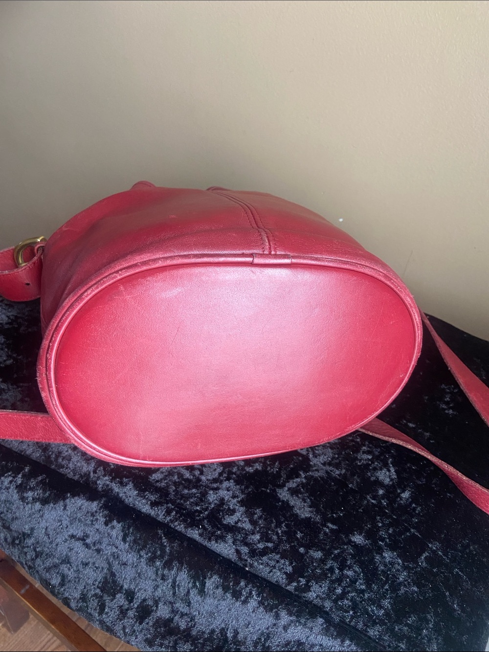 Coach Burgundy Red Leather Drawstring Bucket Bag - Picture 7 of 10